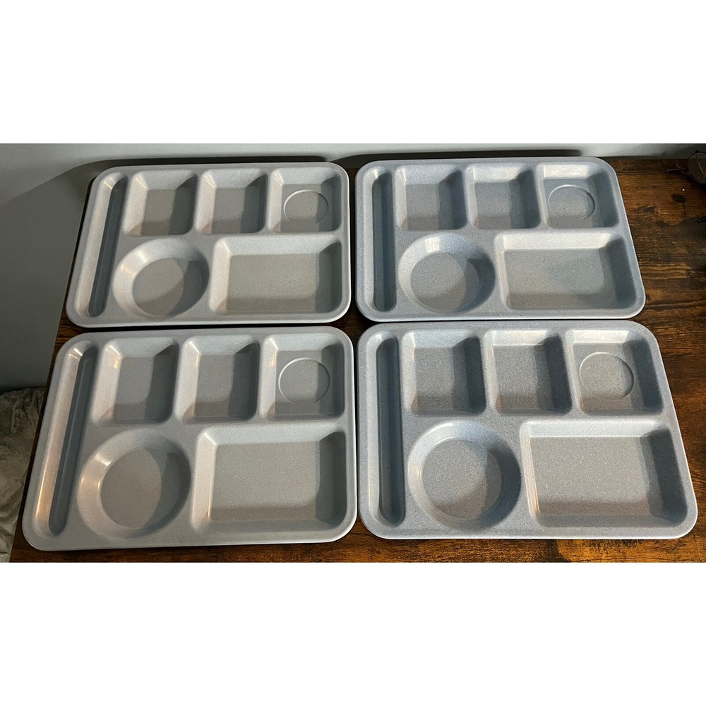 Vintage Texas Ware Melamine Divided Lunch Trays Lot Of 4 Confetti Blue